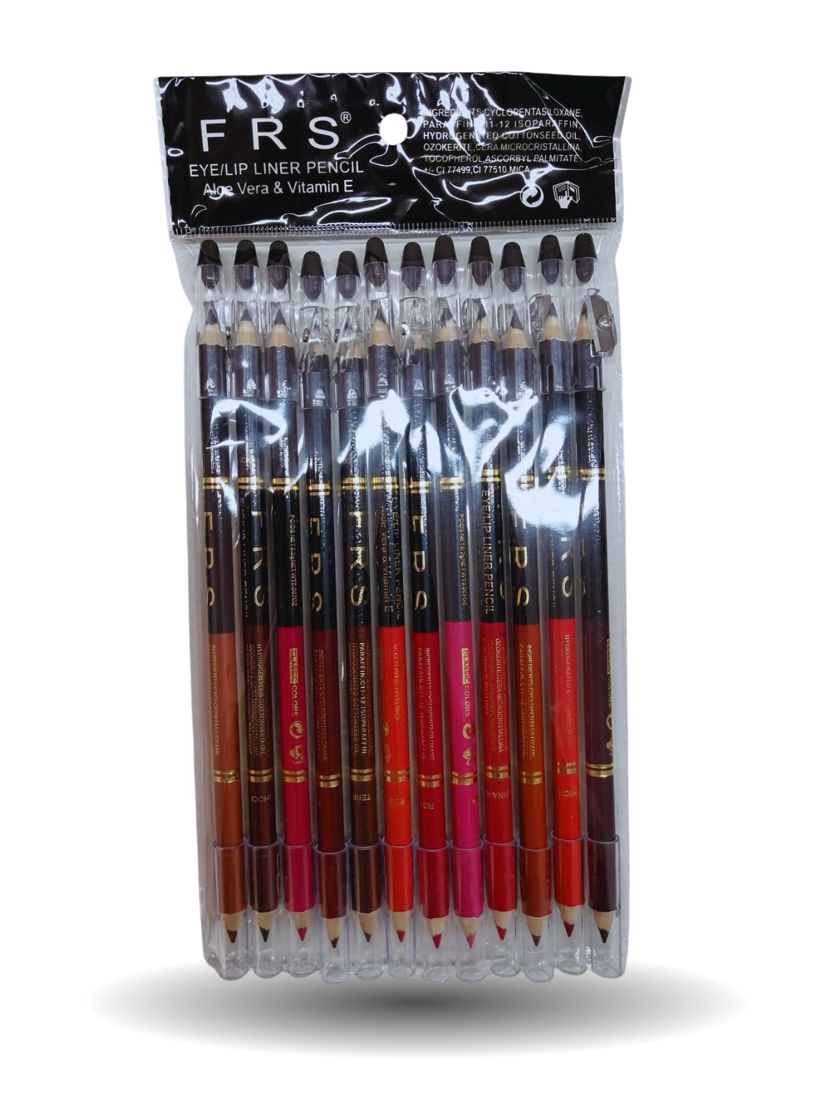 Lápiz delineador bicolor con cepillo y sacapuntas XH3996